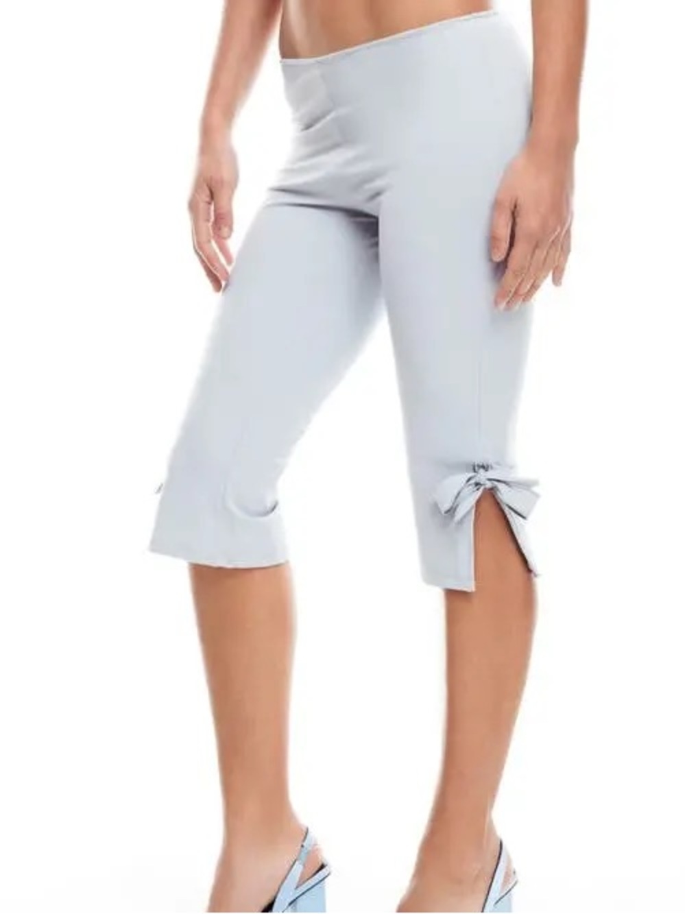 Lioness Coco Capri Light “Smoke” Gray Cropped Bow-Accent Capri Pants Size XL